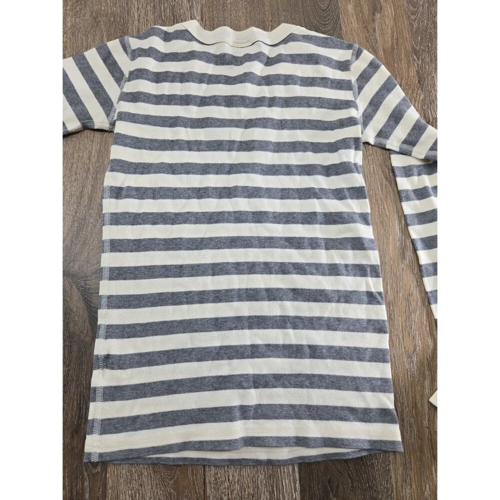 EUC Hanna Andersson Gray White Stripe Pajama Top US 12 (150cm) Organic Cotton